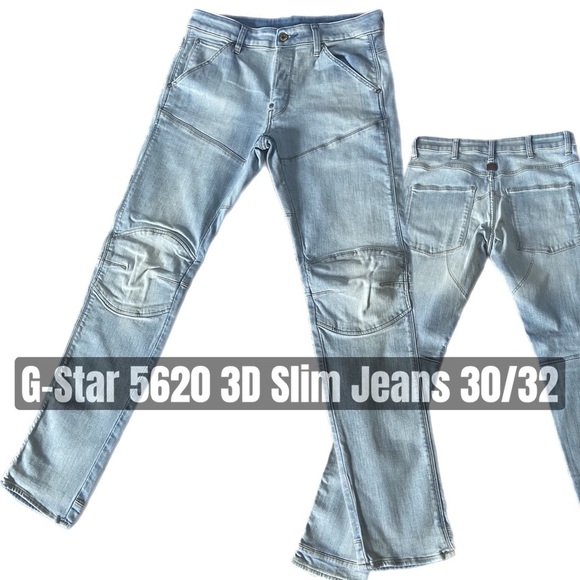 G Star Raw 5620 3D Slim Jeans | Men’s Sz 30W / 32L | lt blue | Like New - Picture 4 of 4